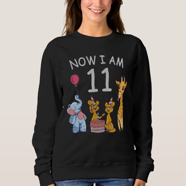 Sudadera Ahora tengo 11 años y 11 años en el zoológico (Anverso)