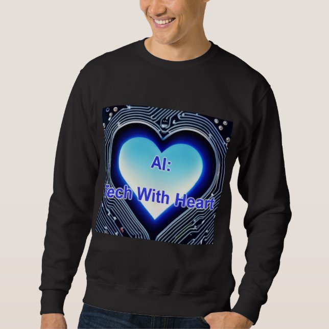 Sudadera AI: Tech con Corazón Hombre Negro (Anverso)