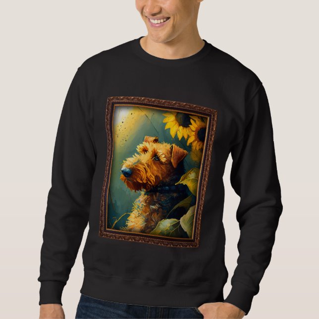 Sudadera Airedale Terrier Painting Sunflower Flower Mom Wom (Anverso)