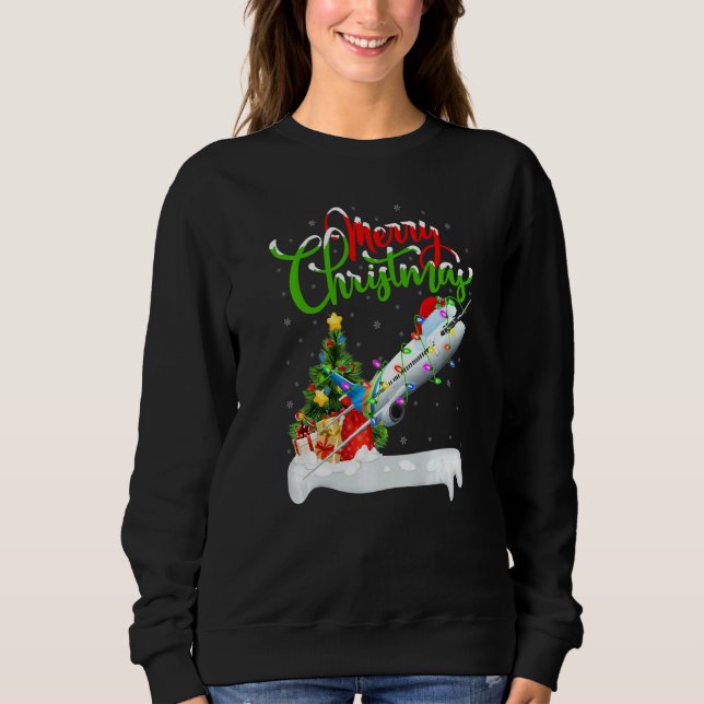 Sudadera Airplane  Xmas Decorations Santa Airplane Christma (Anverso)