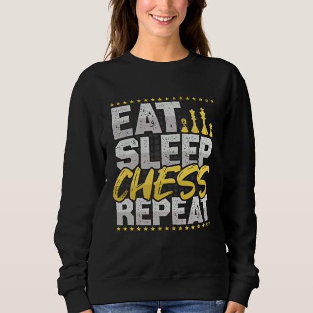 Sudadera Ajedrez Come Duerme Repite Tablero de Ajedrez Pasa (Anverso)