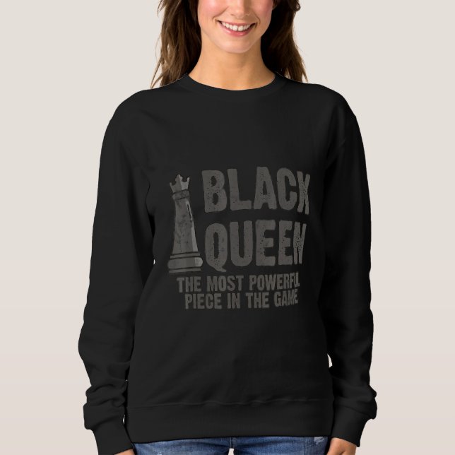 Sudadera Ajedrez de piezas más potente de la reina negra (Anverso)