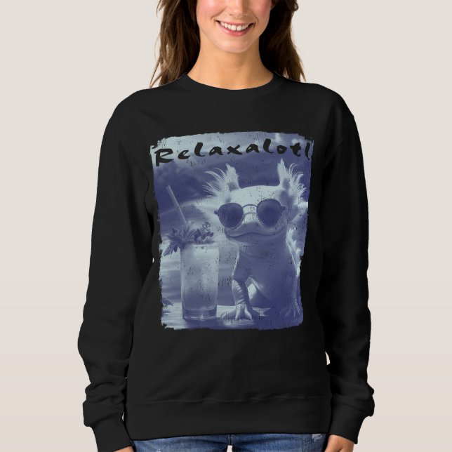 Sudadera Ajolote Relaxalotl Acongojado Azul (Anverso)