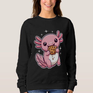 Sudadera Ajolote Rosa Adorable Comiendo Galleta Kawaii Chib
