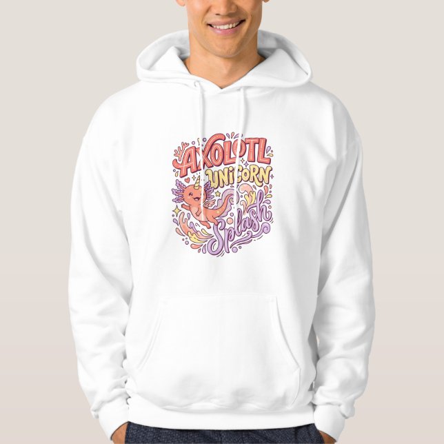 Sudadera Ajolote Unicornio Salpicadura Caprichosa Bac Blanc (Anverso)