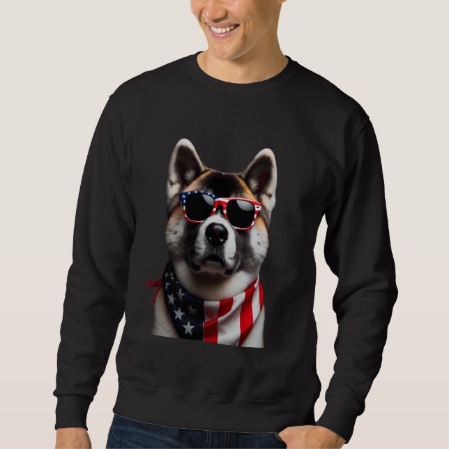 Sudadera Akita Dog 4 De Julio Día De La Independencia Estad (Anverso)