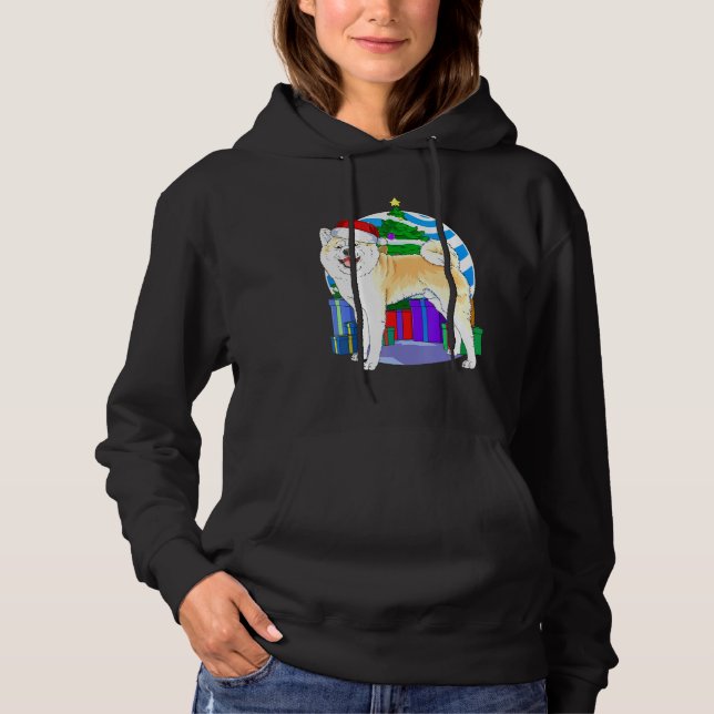Sudadera Akita Dog Santa Christmas Tree Decour (Anverso)