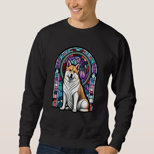 Sudadera Akita Inu Colorful Stained Glass Pop  4 (Anverso)