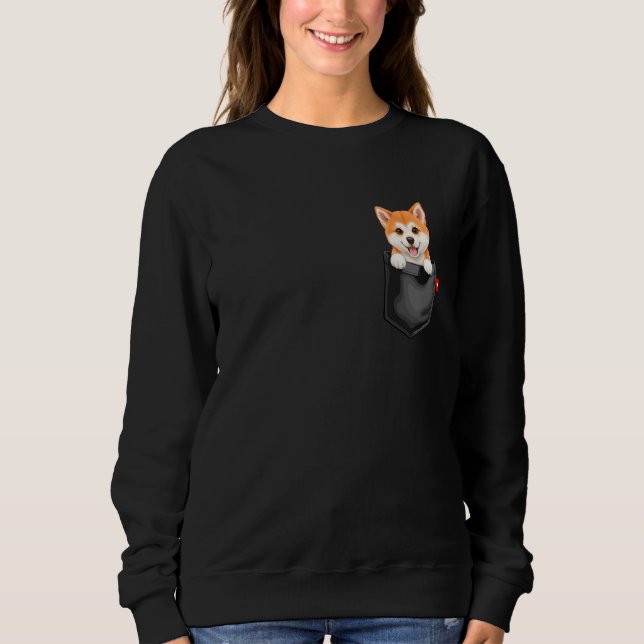 Sudadera Akita Inu Dog in Pocket Peeking Cute Puppy Dog   2 (Anverso)