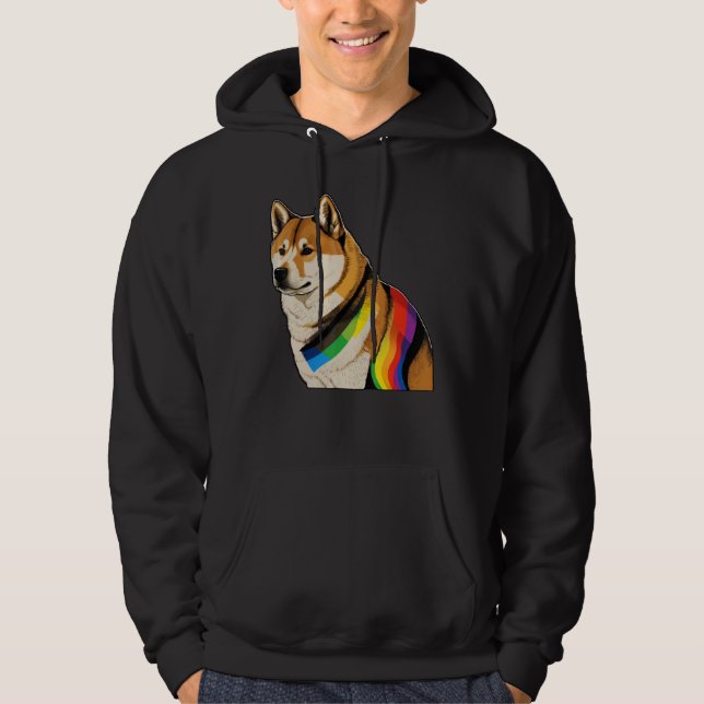 Sudadera Akita Inu Gay Pride Dog LGBT Rainbow Flag on Akita (Anverso)
