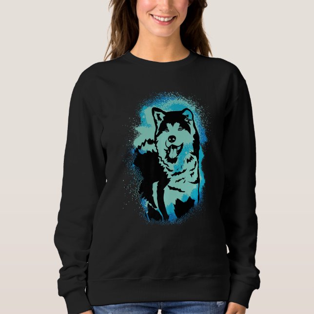 Sudadera Akita Inu Paint Blue Design Dog Mom Dad Premium (Anverso)