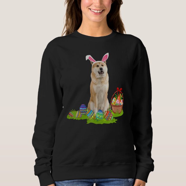 Sudadera Akita Inu Perro Semana Santa Caza De Huevo Conejo  (Anverso)