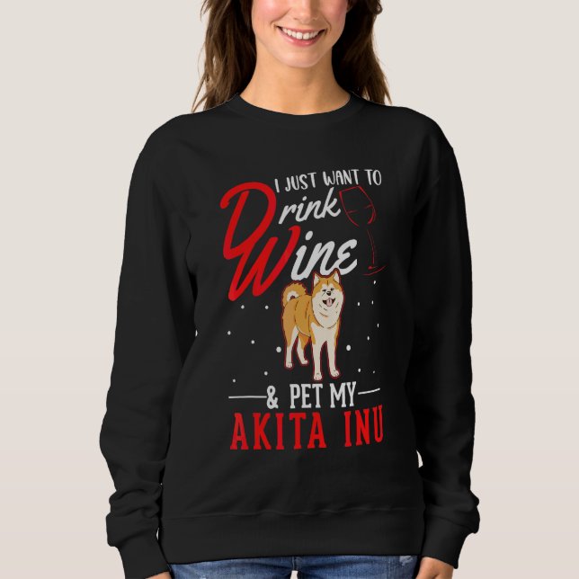 Sudadera Akita Inu Y Vino (Anverso)