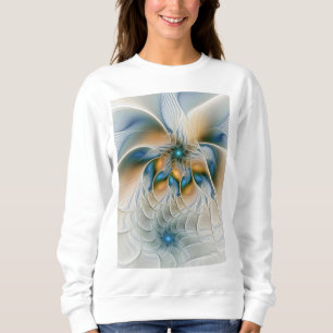 Sudadera Alarmante, Abstracta Fantasía Fractal Art Con Azul
