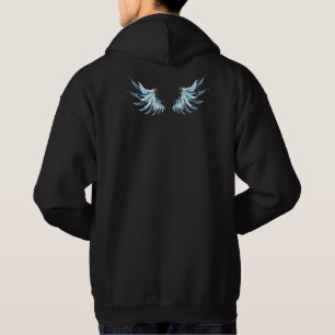 Sudadera Alas de ángel azules brillantes sobre fondo negro
