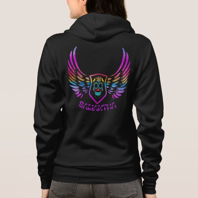 Sudadera Alas de ángel de cráneo multicolor Purpurina monog (Reverso)