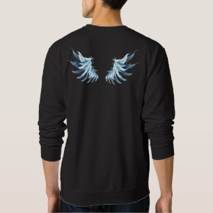 Sudadera Alas del Ángel Azul brillante sobre fondo negro