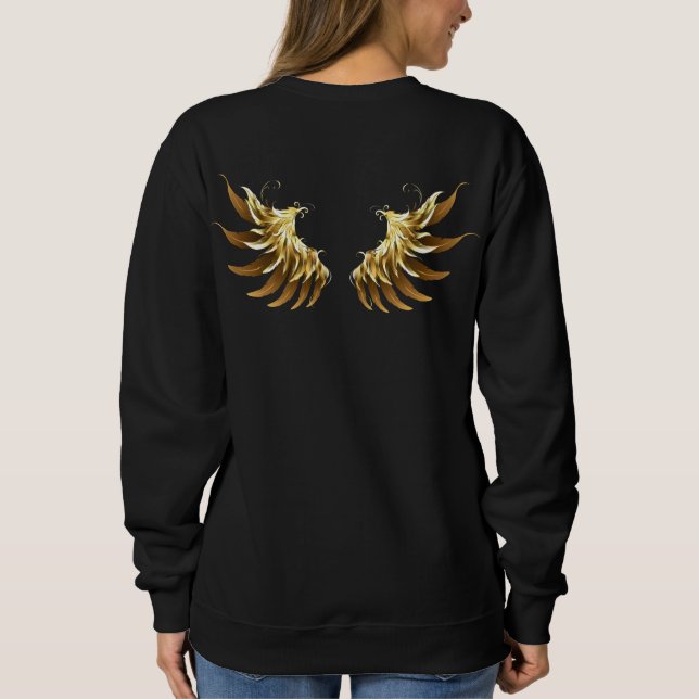 Sudadera Alas del Ángel de Oro sobre fondo negro (Reverso)