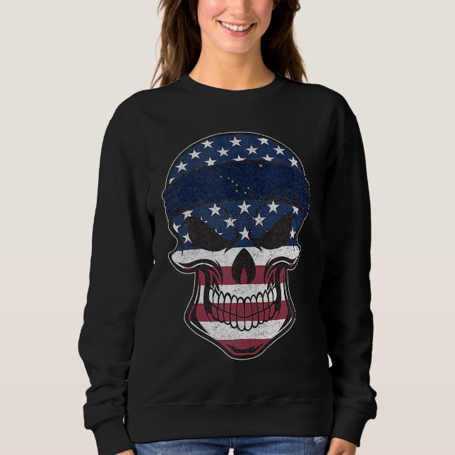 Sudadera Alaska American Flag Skull  State Flag Alaska Root (Anverso)