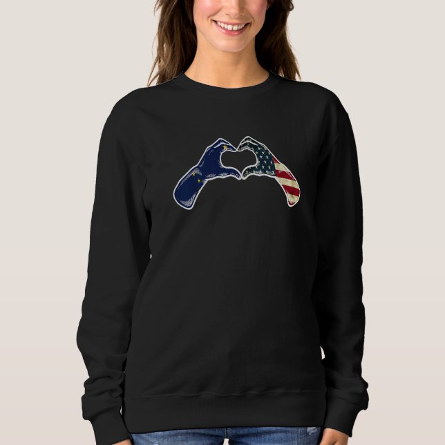 Sudadera Alaska American USA Flag  USA Alaskan Heartbeat (Anverso)