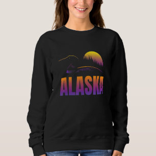 Sudadera Alaska colorida puesta de sol de Alaska con loon y
