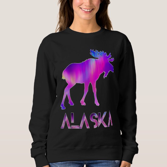 Sudadera Alaska Day Moose Aurora Borealis At Night (Anverso)