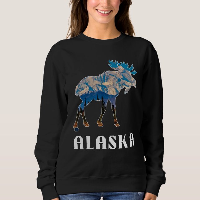 Sudadera Alaska Day Moose Snowy Mountains (Anverso)