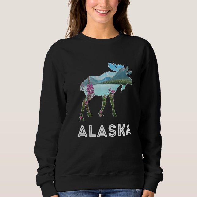 Sudadera Alaska Day Moose Snowy Mountains Alaska Holiday (Anverso)