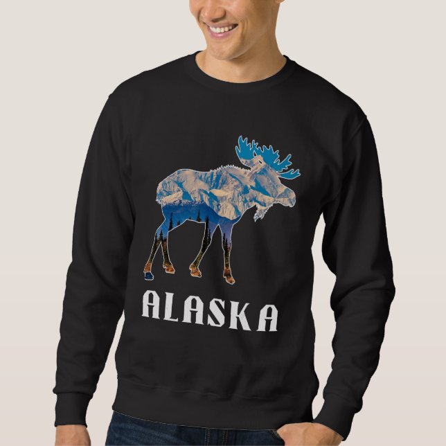 Sudadera Alaska Día Alce Montañas Nevadas (Anverso)