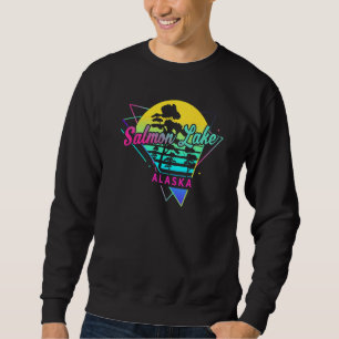Sudadera Alaska EE. UU. Nostálgico Retro Lago de Salmón