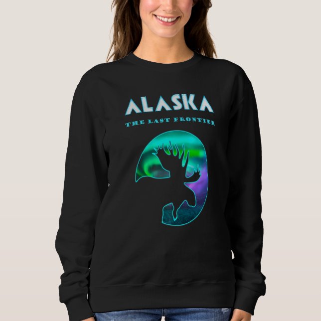Sudadera Alaska Encende Norte En Alaskan Moose Con Aurora (Anverso)