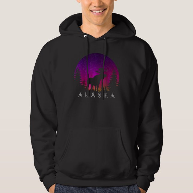 Sudadera Alaska Moose Aurora Borealis  Alaskan Landscape Ph (Anverso)