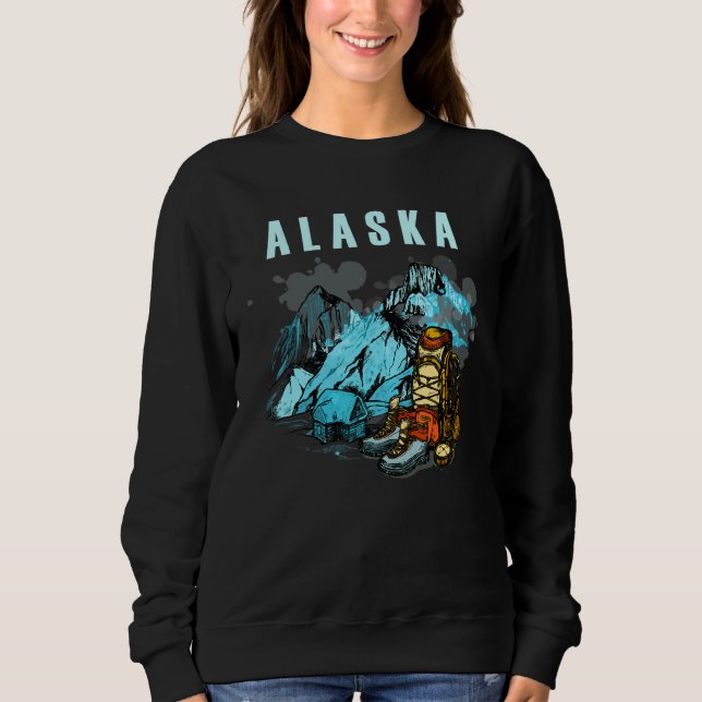 Sudadera Alaska Mountains and Hikers Tourism vacation outfi (Anverso)