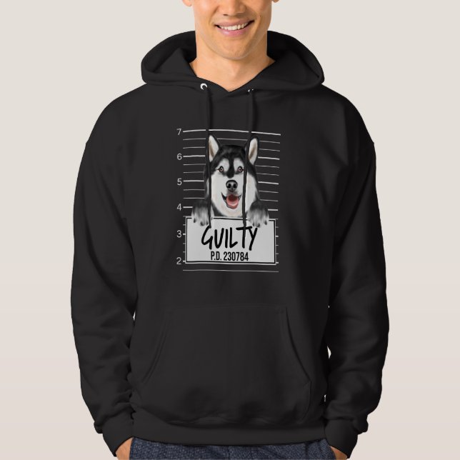 Sudadera Alaskan Malamute Mugshot Guilty Dog (Anverso)