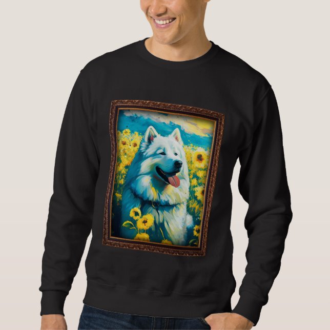 Sudadera Alaskan Malamute Painting Sunflower Flower Mom Wom (Anverso)