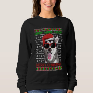 Sudadera Alaskan Malamute Perro Divertido Woof Feliz Navida