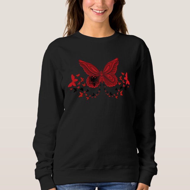 Sudadera Albanian Albania Albanian Flag Butterflies (Anverso)