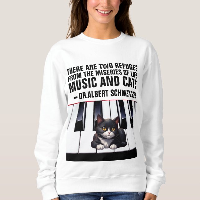 SUDADERA ALBERT SCHWEITZER CAT CITA MÚSICA Y GATOS (Anverso)