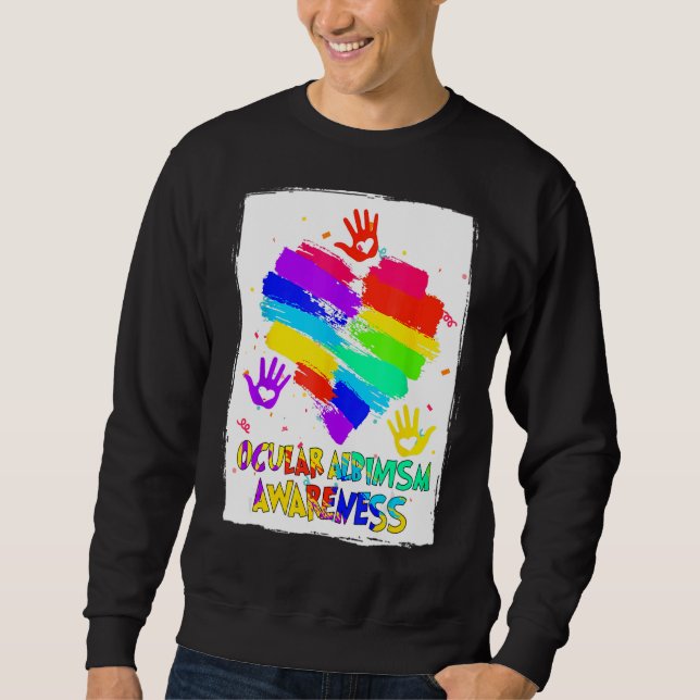 Sudadera Albinismo ocular Conciencia con arcoiris 2 (Anverso)
