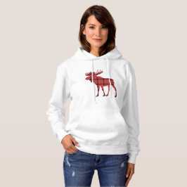 Sudadera Alce Cuadro Escocés Rojo y Negro Patrón de Inviern