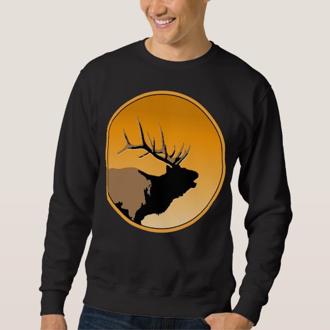Sudadera Alce toro al atardecer original de la vida silvest (Anverso)