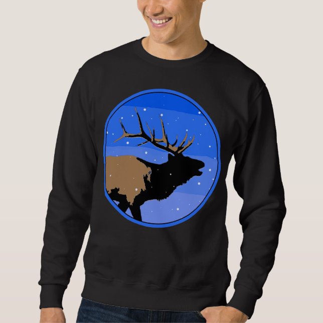 Sudadera Alce torpe en invierno - Arte de vida salvaje orig (Anverso)