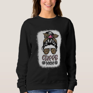 Sudadera Alegre animadora de mamá Leopard Messy Bun Bleache