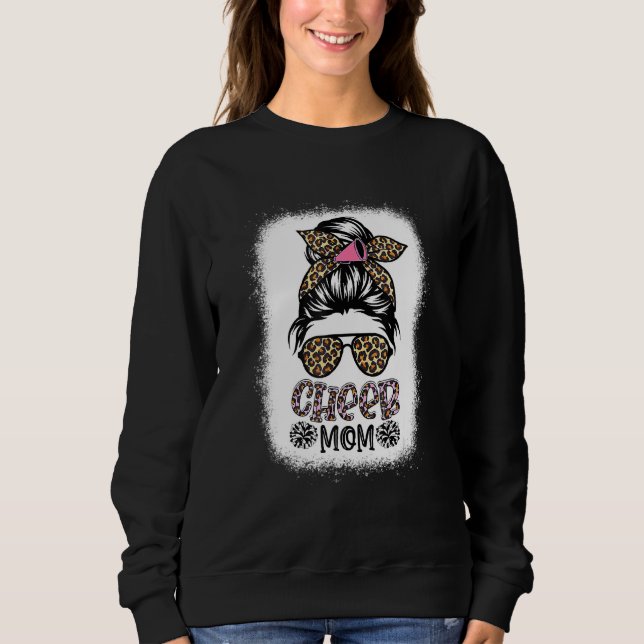 Sudadera Alegre animadora de mamá Leopard Messy Bun Bleache (Anverso)
