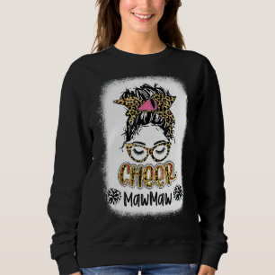 Sudadera Alegre blanqueado Mawmaw Leopard Imprimir Messy Bu