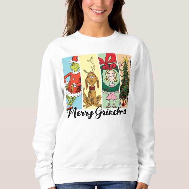 Sudadera Alegre Collage Navideño del Grinch (Anverso)