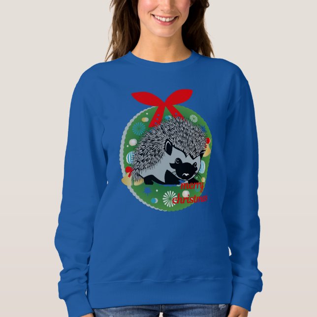 Sudadera alegre navidad hedgehog (Anverso)