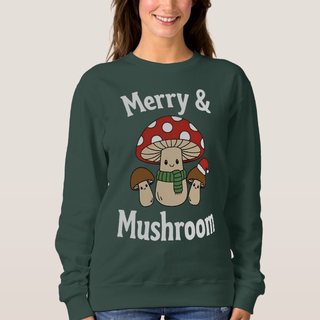 Sudadera Alegre y Hongo, Cute Christmas Toadstools (Anverso)