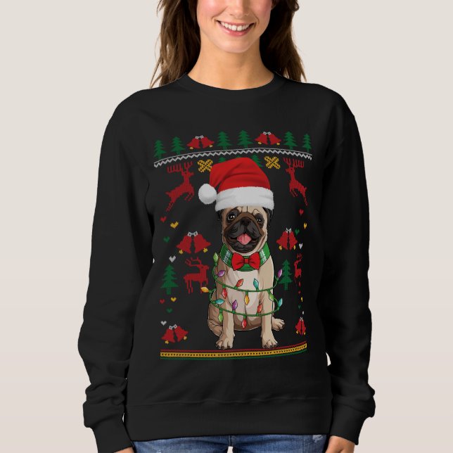 Sudadera alegres navidades de pug perro xmas Classic T-Shir (Anverso)