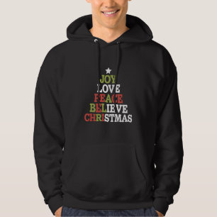 Sudadera Alegría Amor Paz Cree Árbol de Navidad Familia 